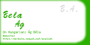 bela ag business card
